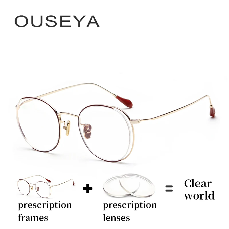 

Alloy Women Anti Blue Light Glasses With Diopters Round Gold Luxury Trendy Lightweight Aspherical Lens Optical Eyewear #ML0062