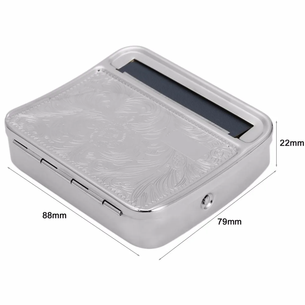 

2018 NEW Creative Design 88*79*22mm Metal Automatic Cigarette Tobacco weed Smoking Smoke Roller Rolling Machine Box Case Tin