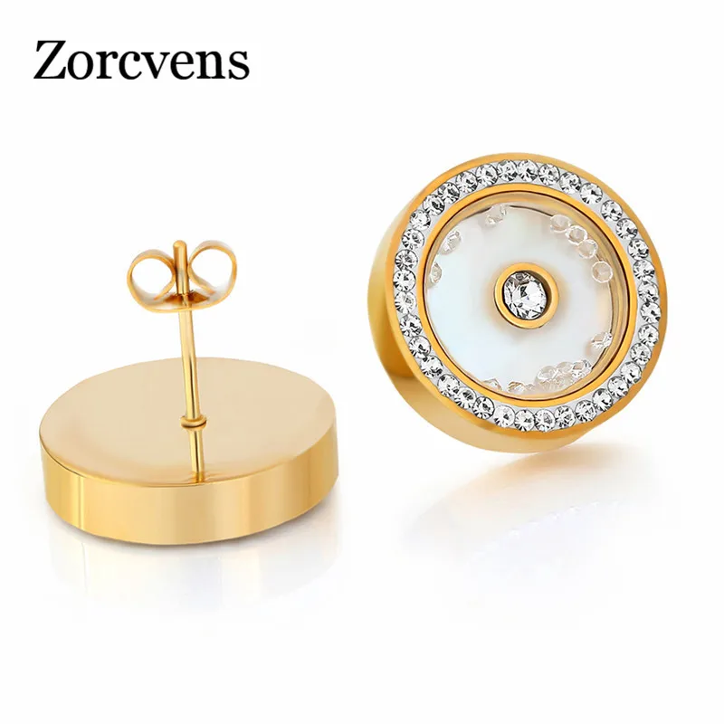 Женские серьги-гвоздики из нержавеющей стали с фианитом | Украшения и аксессуары