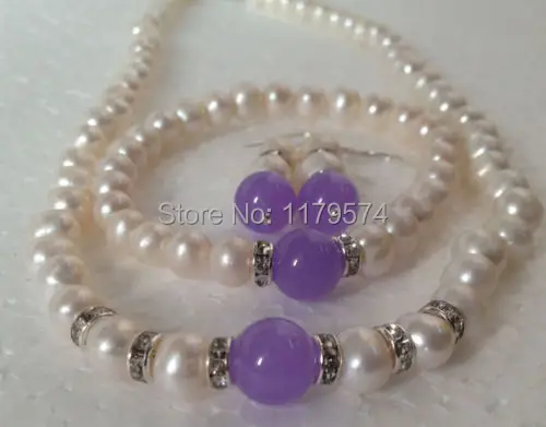 Набор ювелирных изделий ручной работы 7-8 мм белый искусственный жемчуг