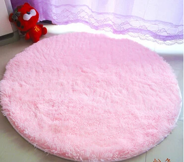 Pink 25mm Plush 25 мм и 45 мм плюшевый толстый мягкий ворсистый круглый ковер для гостиной, спальни, коврик для пола, нескользящий круглый коврик для ног - Цвет: Pink 25mm Plush