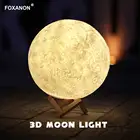 3D волшебный лунный светодиодный светильник Foxanon, настольная лампа с аккумулятором USB и сенсорным переключателем 16 цветов, прикроватная лампа, рождественский подарок для ребенка