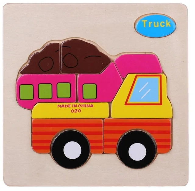 Truck Развивающие деревянные игрушки Монтессори игрушки животные 3D головоломка детский ранний обучающий пазл-пазл игрушки Мультяшные дорожные Пазлы игрушки - Цвет: Truck