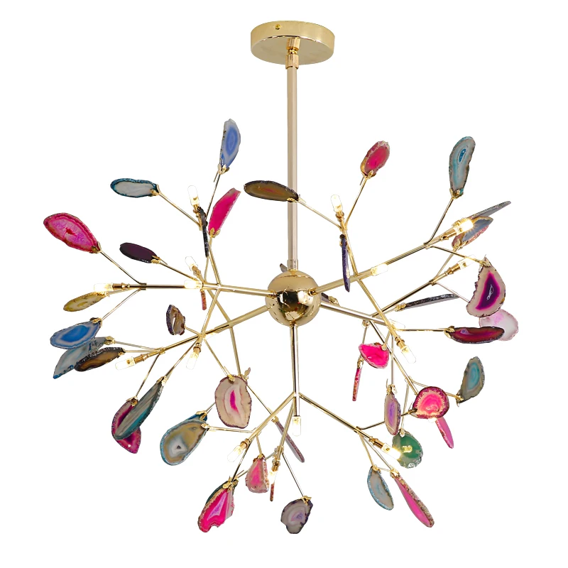 

Italian design tree chandelier lamp Bedroom Living room Kitchen scandinavian chandelier natural Agate Decor luminaria pendente