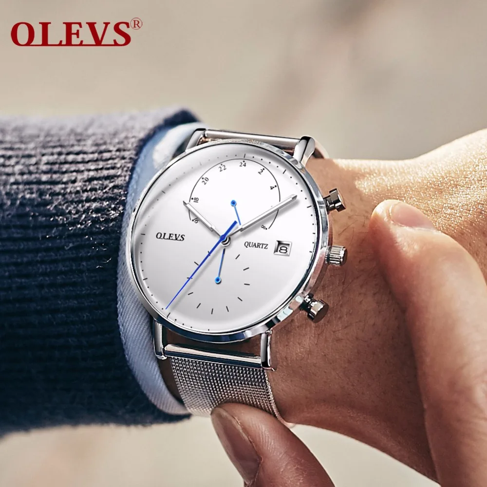 

Mens Watches OLEVS Top Brand Luxury Waterproof Ultra Thin Date Clock Male Steel Strap Casual Quartz Watch Men Sports Wrist Watch