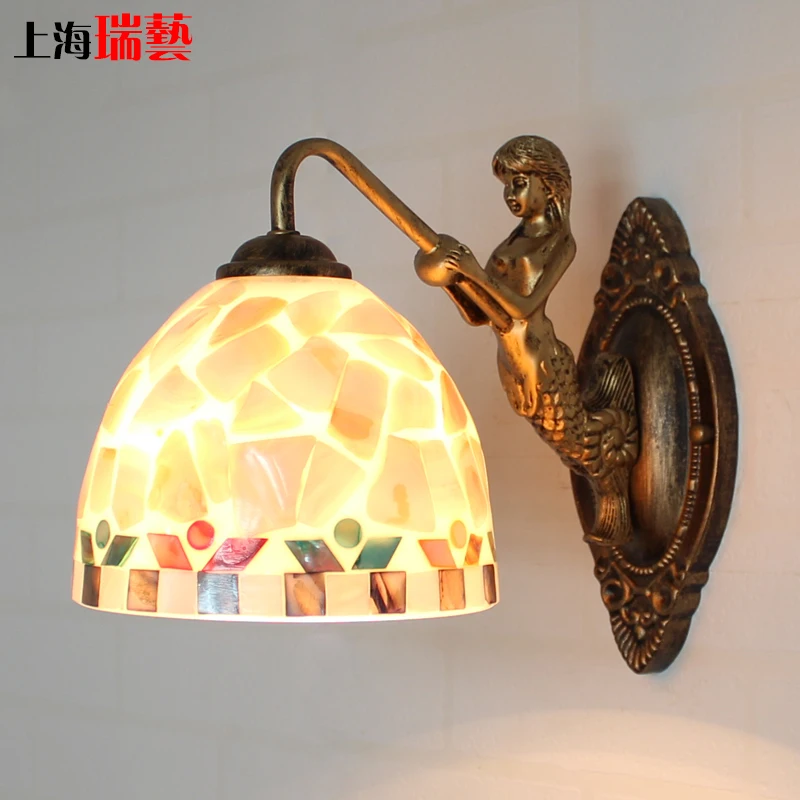 Средиземноморская Светодиодная лампа Tiffanylampe настенная Tiffany Mermaid AC 110/220 в E27