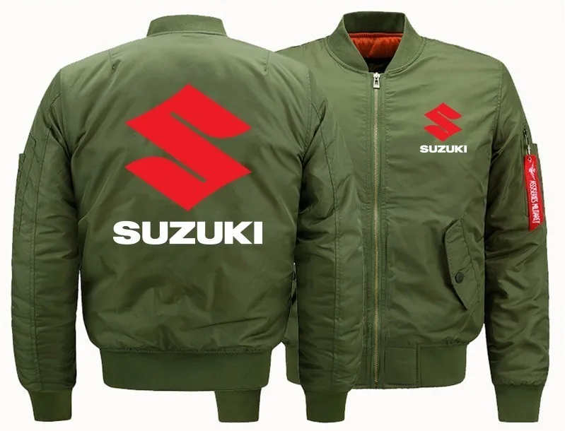 Модная новинка SUZUKI бомбер летная куртка зимняя утепленная Теплая мужская на