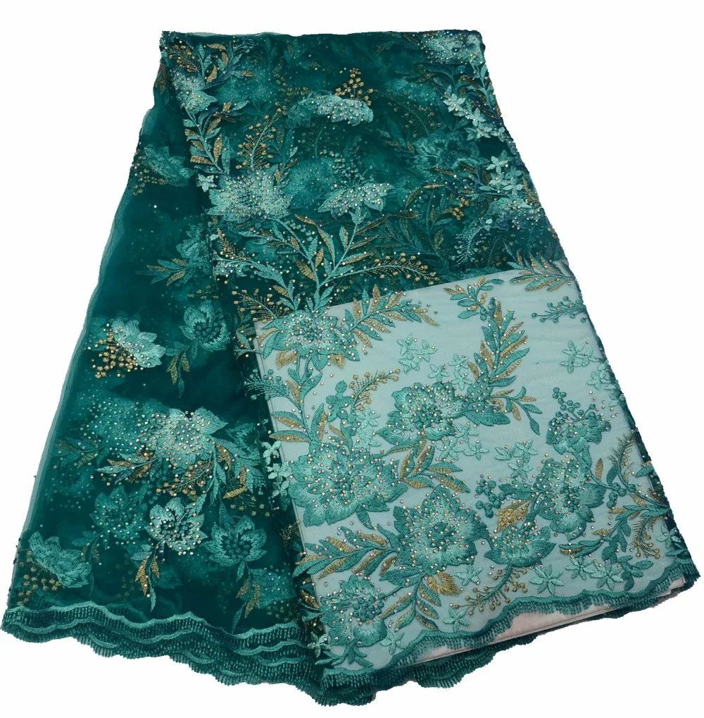 

French Net Lace Fabric 2018 Latest african net lace fabric with stones mesh tulle fabric P457-3