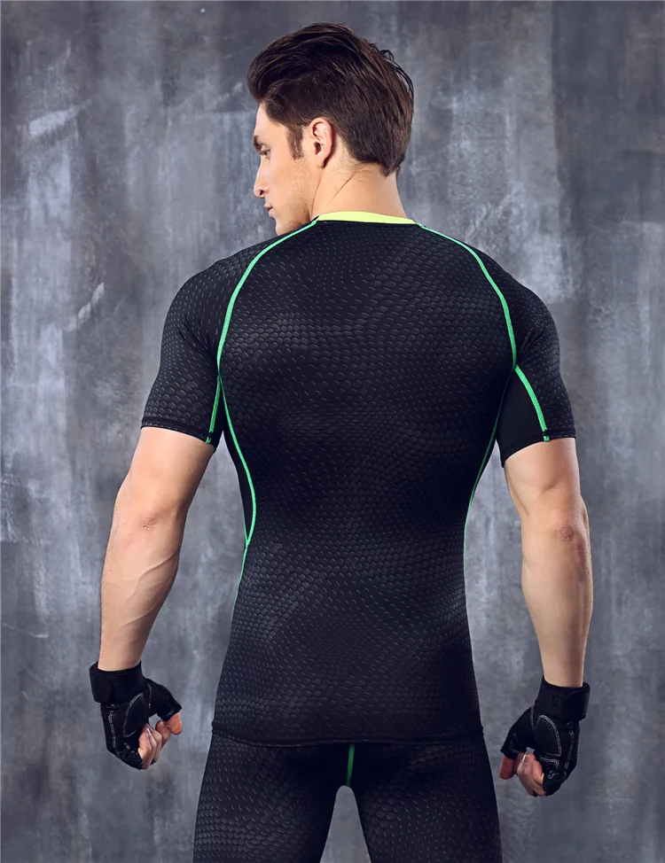 Компрессионные колготки для мужчин базовая футболка бега фитнеса тренажерного
