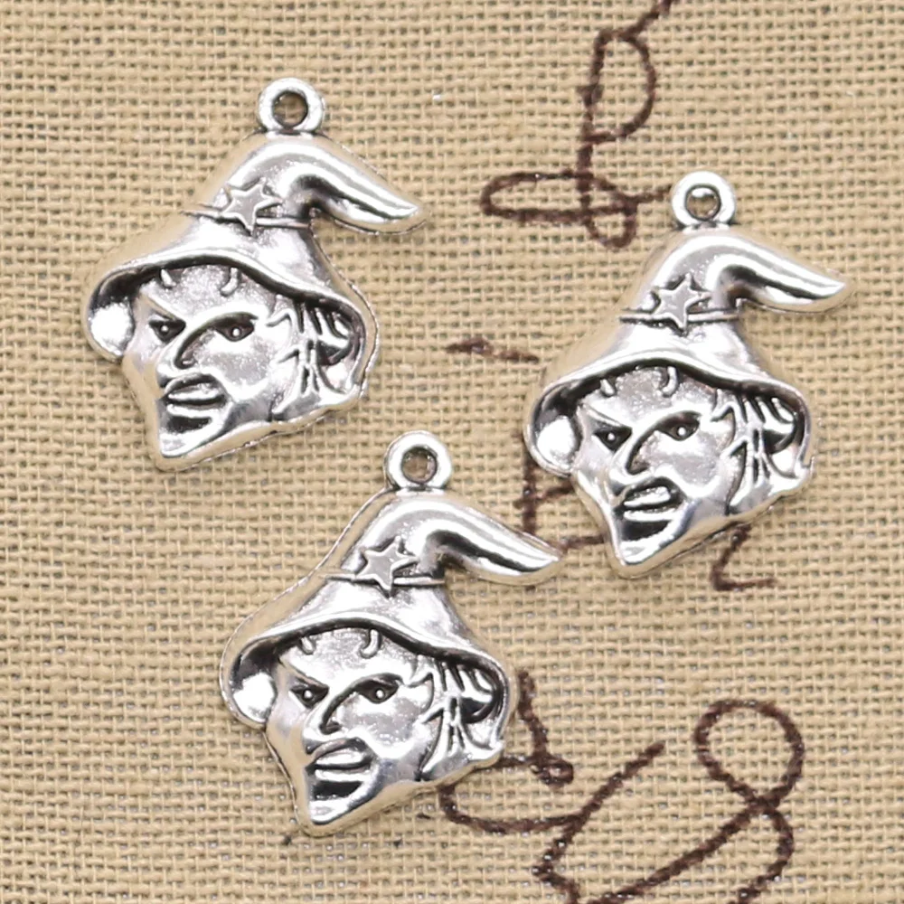 12 шт. Подвески колдуньи на Хэллоуин с рисунком звезда шляпа 23x17 мм Античная