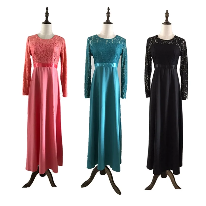 Элегантное мусульманское кружевное платье abaya для мамы и детей длинные халаты