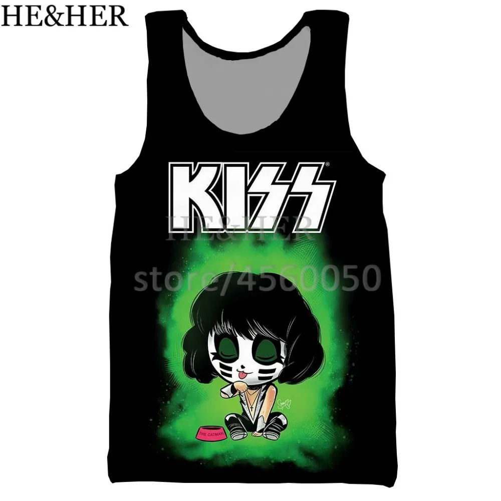 Rock KIss band, 3D принт, майка для мужчин, модная, крутая, летняя, майка, для работы, для мужчин, женщин, майки, Холтер, майка