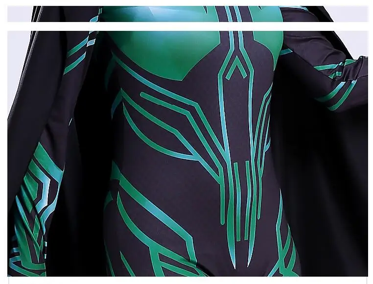 Thor Ragnarok Hela; карнавальный костюм; вечерние костюмы супергероя на Хэллоуин; Zentai; комбинезон для взрослых с накидкой и головным убором
