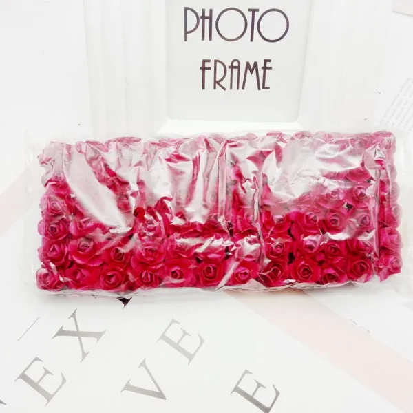 rose red 144 шт мини-Цветок голова искусственные бумажные цветы Роза используется для свадебной вечеринки ремесло украшения 19 цветов - Цвет: rose red