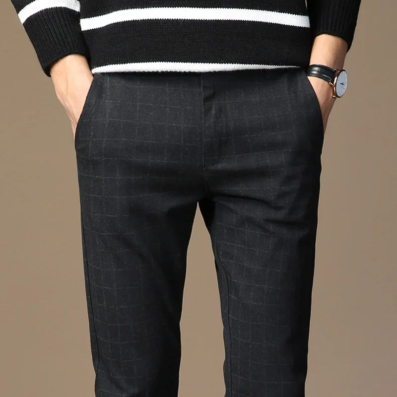 ICPANS мужская одежда брюки плед Бизнес повседневное Slim Fit Pantalon A Carreau Homme классический винтажный клетчатый костюм брюки Свадебные брюки