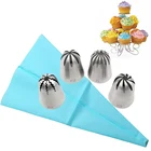 Набор кондитерских мешков насадка для декорирования торта, 5 шт., из нержавеющей стали, для обледенения кондитерских изделий, набор наконечников для украшения тортов, инструменты для выпечки инструмент для выпечки форма