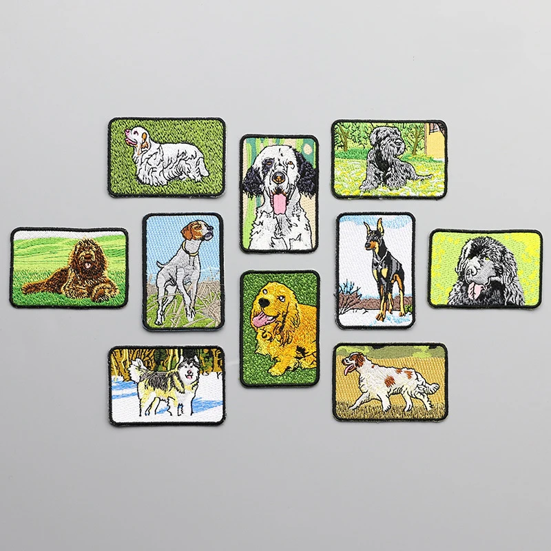 

AHYONNIEX Brand Cute Puppy embroidery badge armband cloth sticker iron on patches for clothes DIY applique with glue to attach
