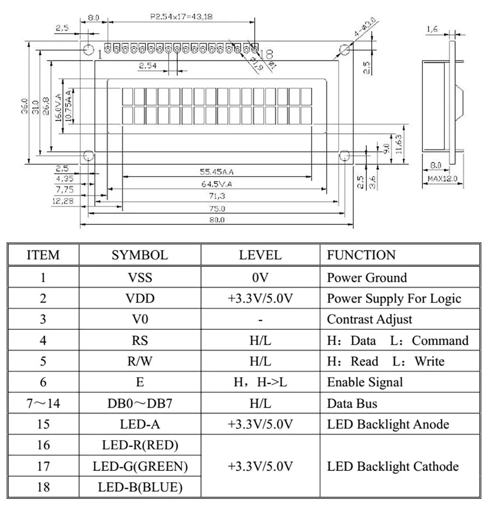162 16X2 1602 5 V/3,3 V персональный ЖК-модуль дисплей экран LCM FSTN отрицательный с 7 цветов RGB подсветка(RGB на черном
