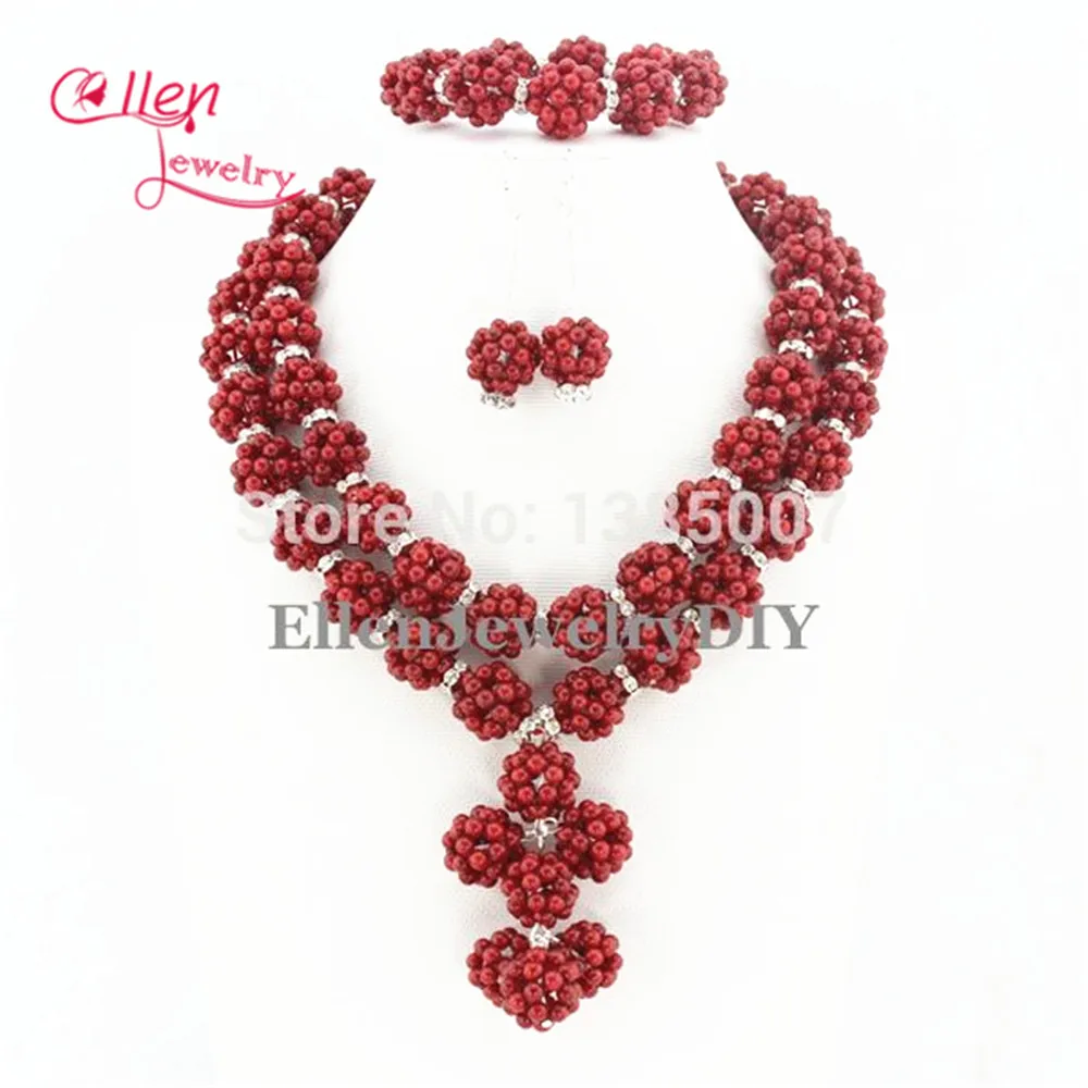 Потрясающие Последние красные коралловые ювелирные изделия набор нигерийский