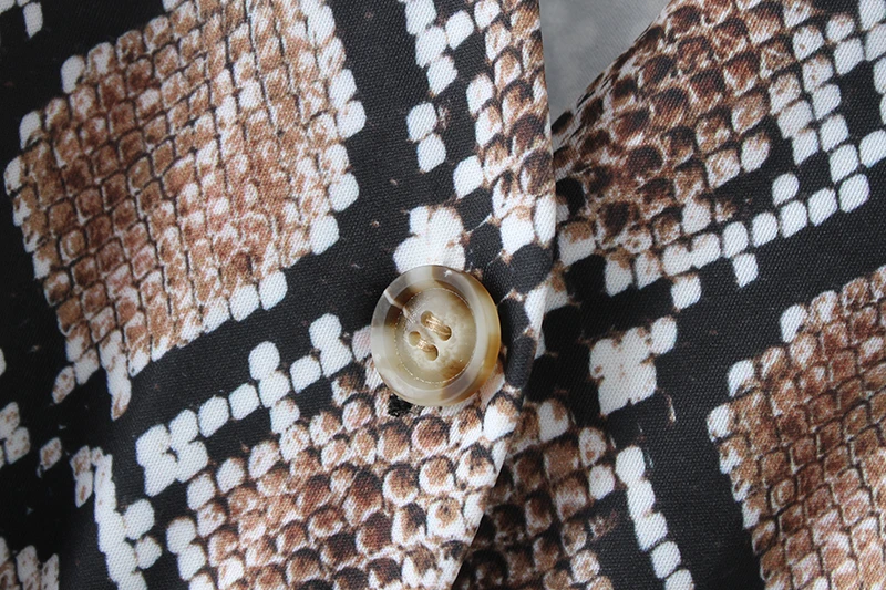 Новинка 2019 модное женское платье с v-образным вырезом принт змеиной кожи пуговицы