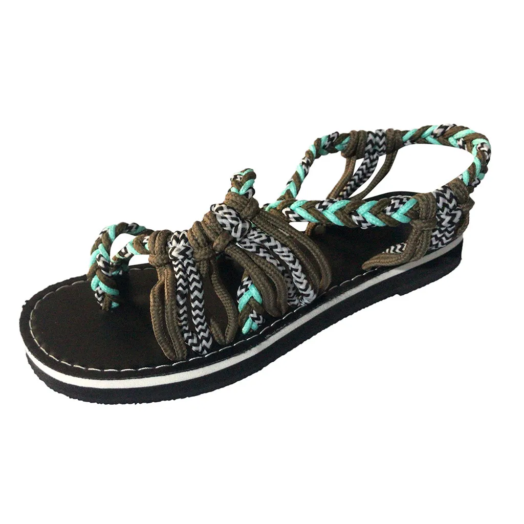 Женские сандалии из пеньковой веревки шлепанцы летняя повседневная модная