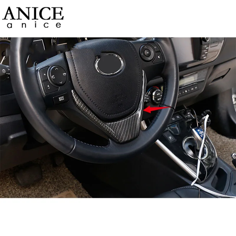 Carbon fiber color ABS Steering Wheel Frame Decorator Cover trim fit For toyota corolla Auris