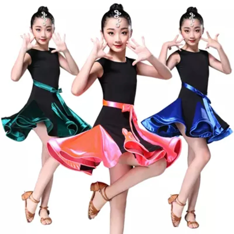 Latin Dance Dress for Girl Competition Ballroom Salsa Kids Rumba Samba Spandex Children Tango Skirt Costume | Тематическая одежда