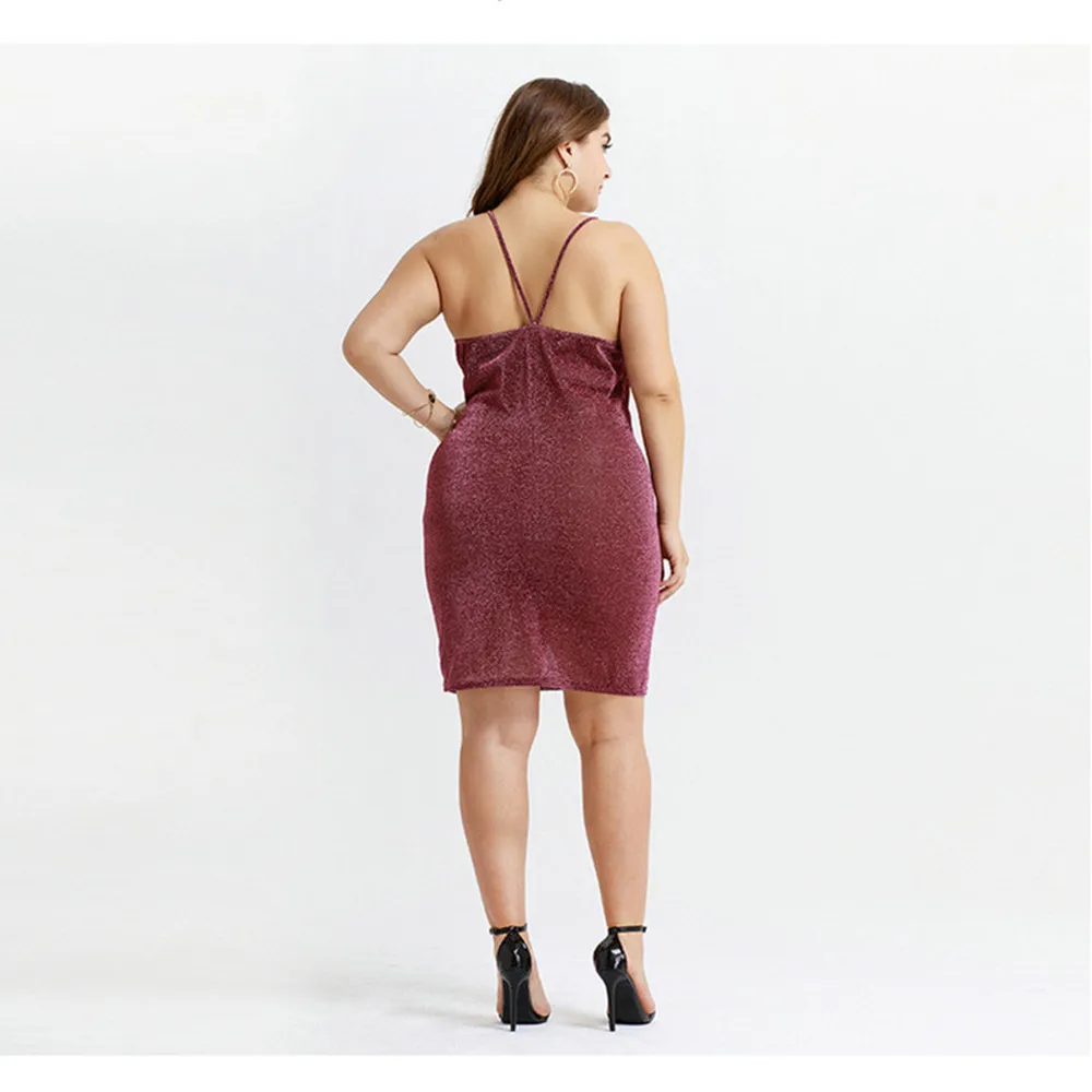 Женское платье большого размера лето 2019 сексуальное на бретельках для ночного