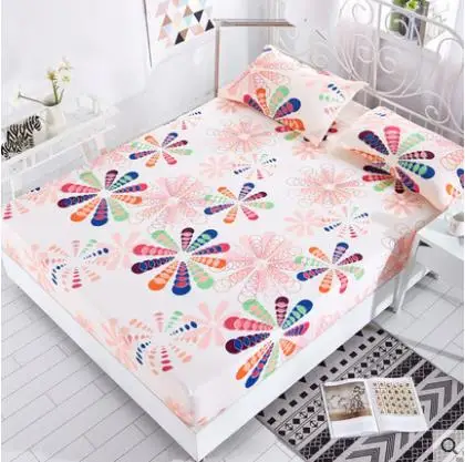 1pc 100%Polyester Fitted Sheet Mattress Cover Printing Bedding Linens Bed Sheets With Elastic Band Double Queen Size 160cm*200cm | Дом и сад