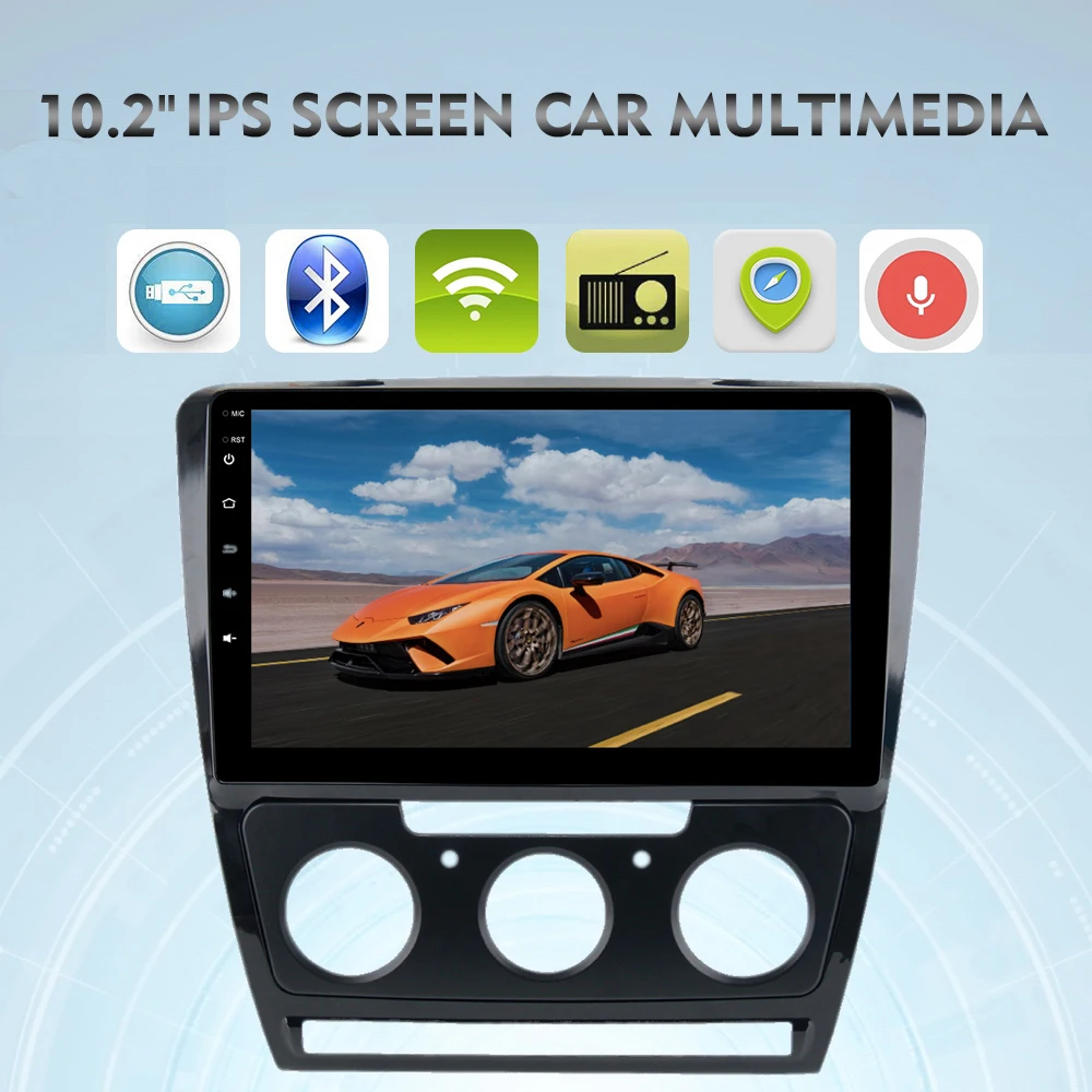 10," ips автомобильный аудио gps для Skoda Octavia 2007 2008 2009 2010 2011 2012 Android 9,0 радио авто WI-FI RDS навигации BT