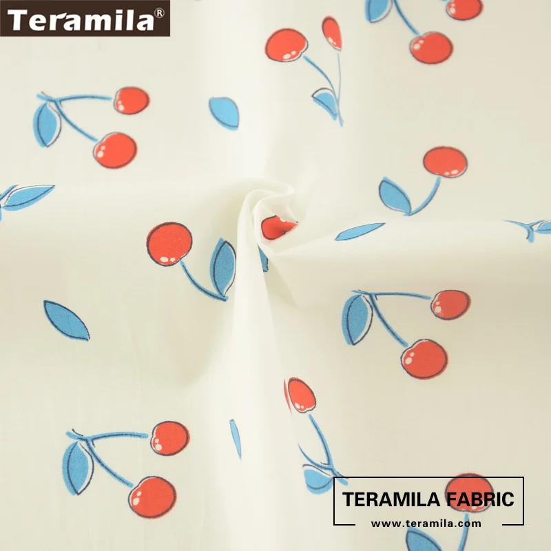 Teramila Ткань с красной вишни изображением фруктов высокое Качественный 100% хлопок
