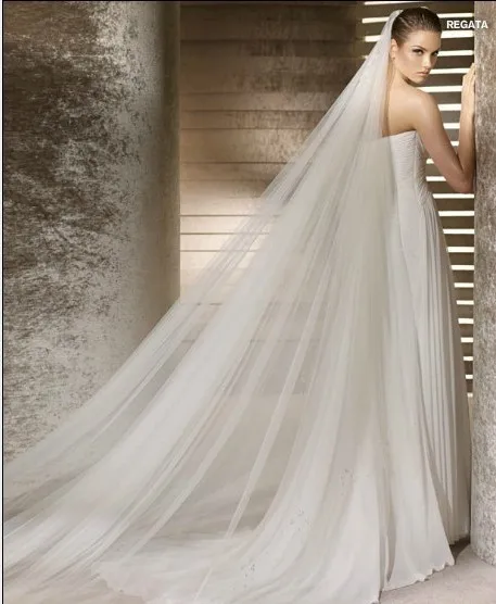 2014 Free shipping Three Meters Long Wedding Veil Ivory White Two layers Tulle Bridal | Свадьбы и торжества