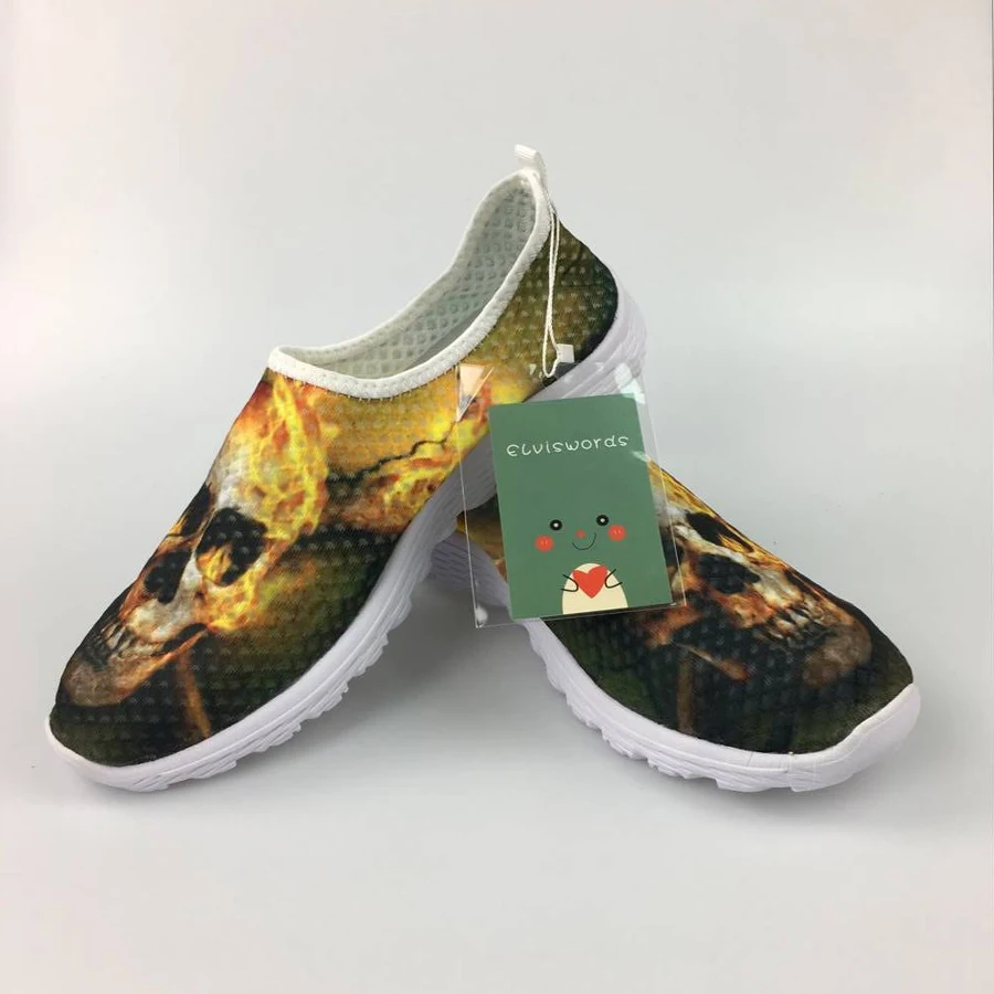 Туфли ELVISWORDS с 3D рисунком кошки для женщин Повседневные Симпатичные лоферы на