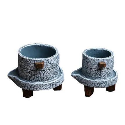 Цветочный горшок из цементного бонсая венцу зеленое растение в горшке для