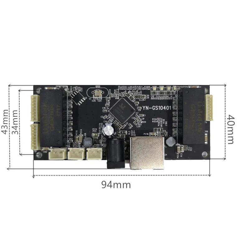 Промышленный модуль коммутатора Ethernet 10/100/1000 Мбит/с 4 Порты и разъёмы PCBA плата OEM