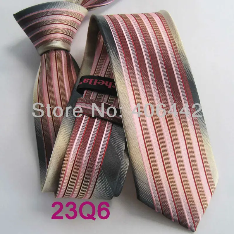 YIBEI Coachella ties Mens Ties SKINNY Tie New Arrival Silver Gray With Coral Red Stripes Jacquard Woven Necktie SLIM for men | Аксессуары