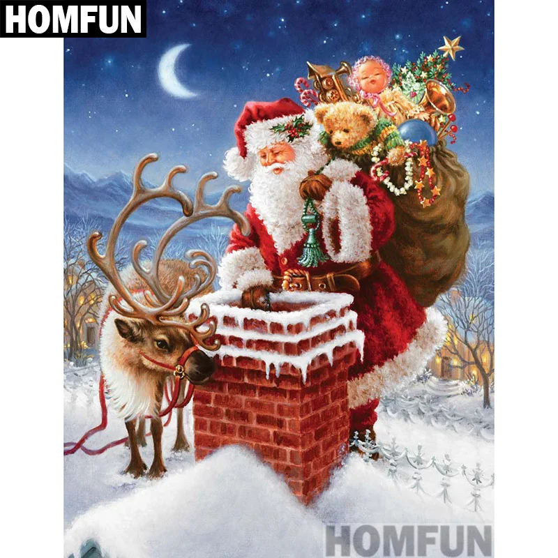 Алмазная 5D Вышивка HOMFUN сделай сам полноформатная картина Рождественский