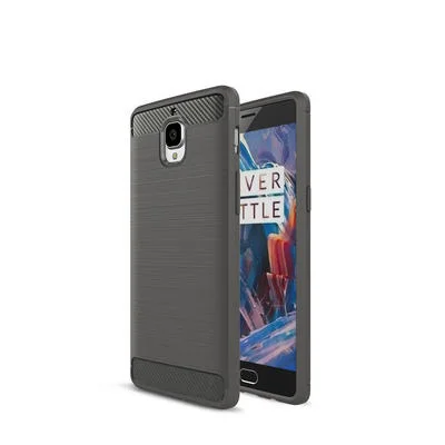 Текстурированный силиконовый чехол из углеродного волокна для Oneplus 3, мужские чехлы в деловом стиле One plus 3 Oneplus3 1+ 3 - Цвет: Серый