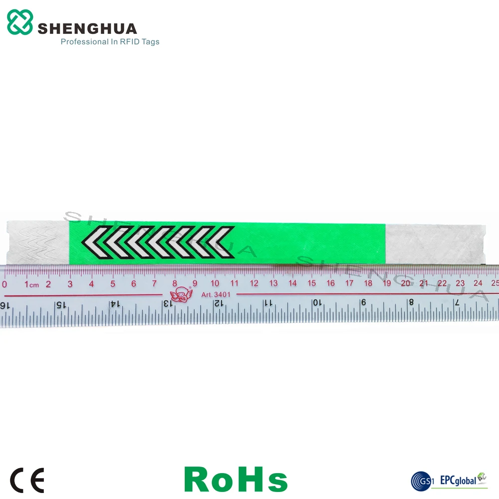 200pcs/pack Professional long range writable passive uhf chip rfid smart fabric dopunt wristband paper bracelet tag