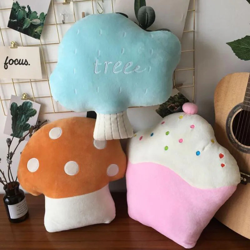 

Cute Mushroom Pillow Cake Plush Toy Tree Pillow Doll Soft Soft Plush Sofa Cushion Photo Props Decoration Children's Gift