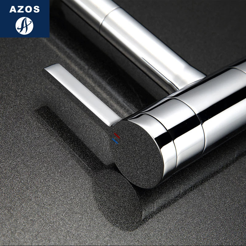 Azos Basin faucet Pull-out Wash Brass Chrome Cold and Hot Switch Rotatable Bathroom Above Counter Bathhouse Round CL | Обустройство