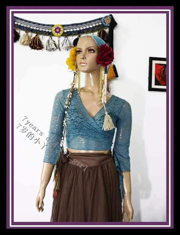 

Lace Belly Dance Top Flamenco Korea 7Taper Flare Blouse DK48
