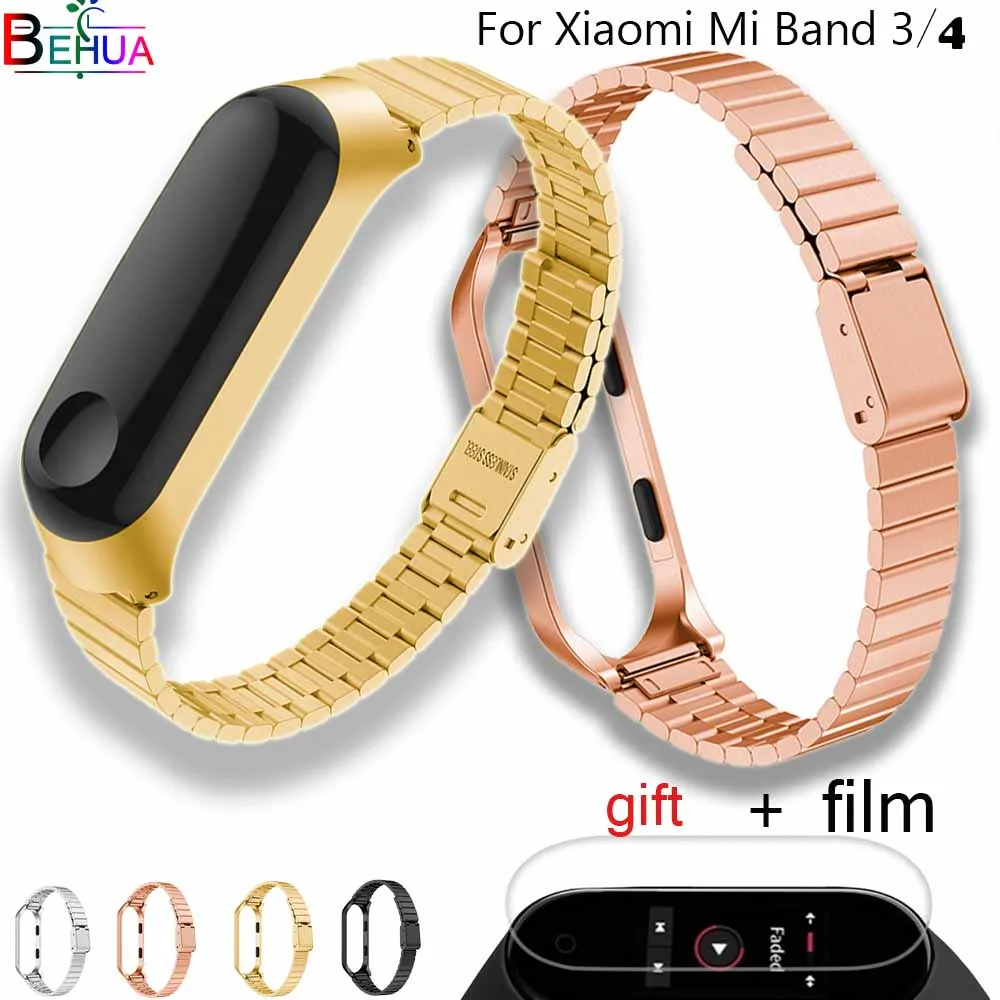 MIband 3/4 smart watchbands+Metal Case Strap For Xiaomi Mi band Bracelet Accessories Stainless Steel Replacement wristband | Наручные
