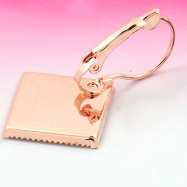 Rose Gold 20 шт оптом внутренняя 15 мм античная бронза/посеребренные серьги-кольца квадратная Камея в оправе подставка для кабошона для DIY изготовления - Цвет: Rose Gold
