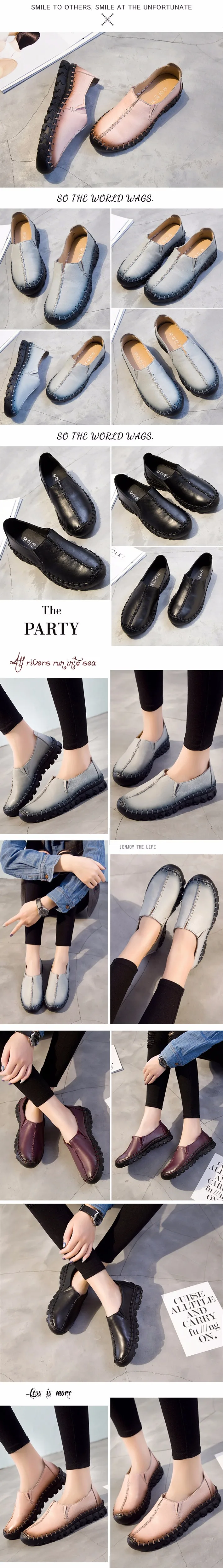 AARDIMI/Осенняя женская обувь на плоской подошве из натуральной кожи ручной работы; повседневная женская обувь на плоской подошве; женские лоферы без застежки с круглым носком; эспадрильи