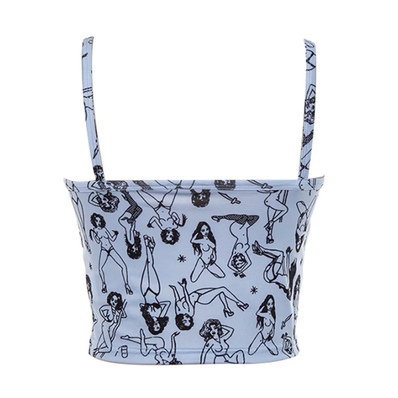 1 шт. пикантная Майка без бретелек с мультяшным принтом женские тонкие майки