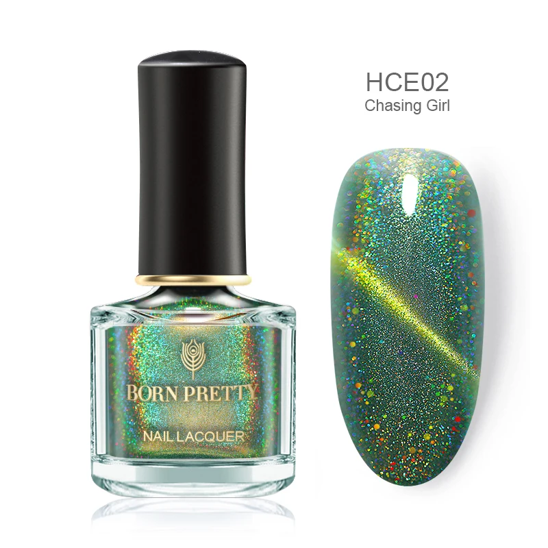 BP-HCE02 BORN PRETTY кошачий глаз ногтей голографический лак Хамелеон Блестящий Блестки Маникюр Декоративный Лак для ногтей черная основа требуется магический лак - Цвет: BP-HCE02