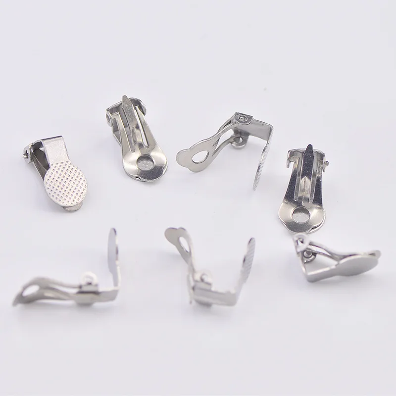 Женские серьги Клипсы из нержавеющей стали с плоской основой 10 шт.|for jewelry making|for