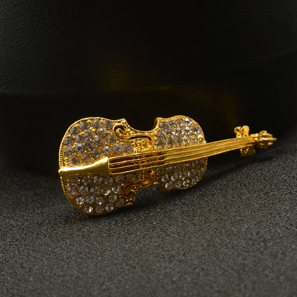 Женские и мужские ретро хрустальные стразы скрипка Виолончель музыкальный