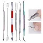 1 шт., двусторонний Толкатель для кутикулы, для пальцев, омертвевшей кожи, триммер из нержавеющей стали, вилка для очистки краев ногтей, инструмент для дизайна ногтей